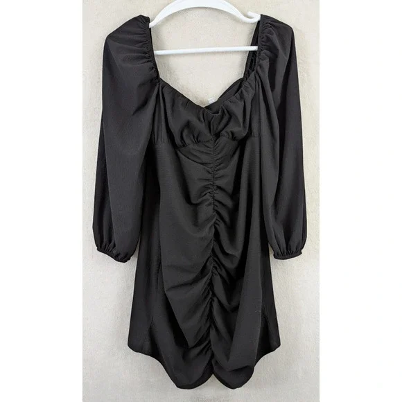 topshop black ruched dress Topshop ruched satin slip dress in black
